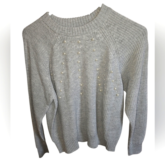 Nwt French Connection Gray Sweater with Pearl Details - Picture 1 of 3